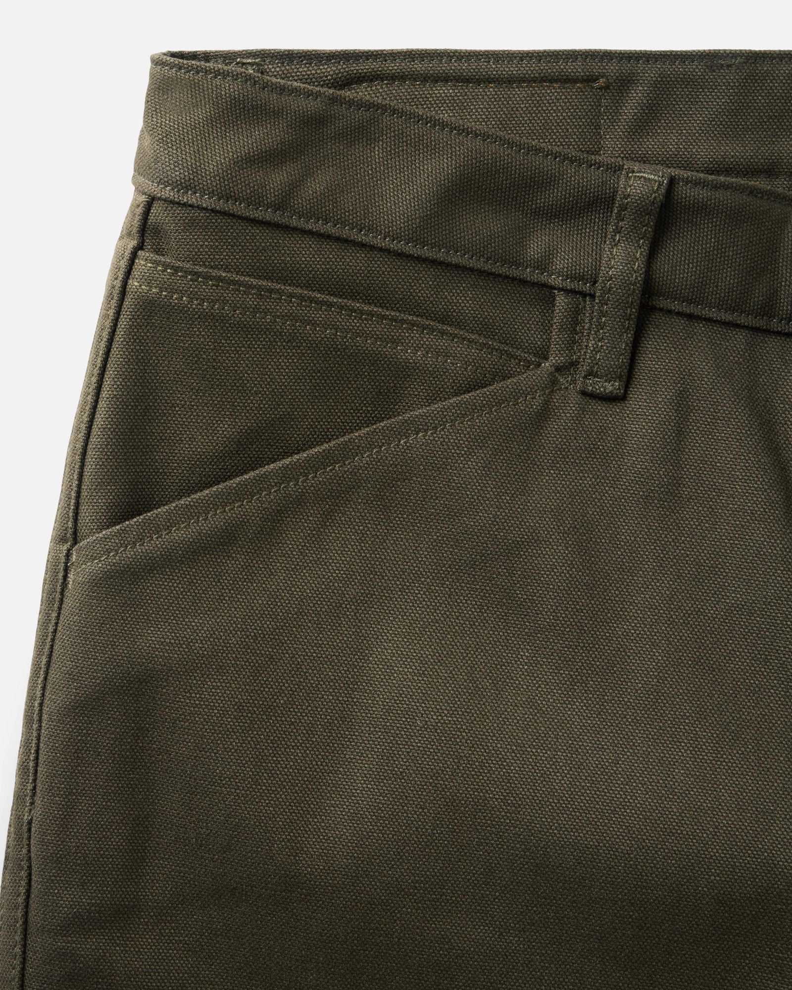 material shot of the pocket on The Good Acre Chore Pant in Olive Canvas, Bottoms by Taylor Stitch
