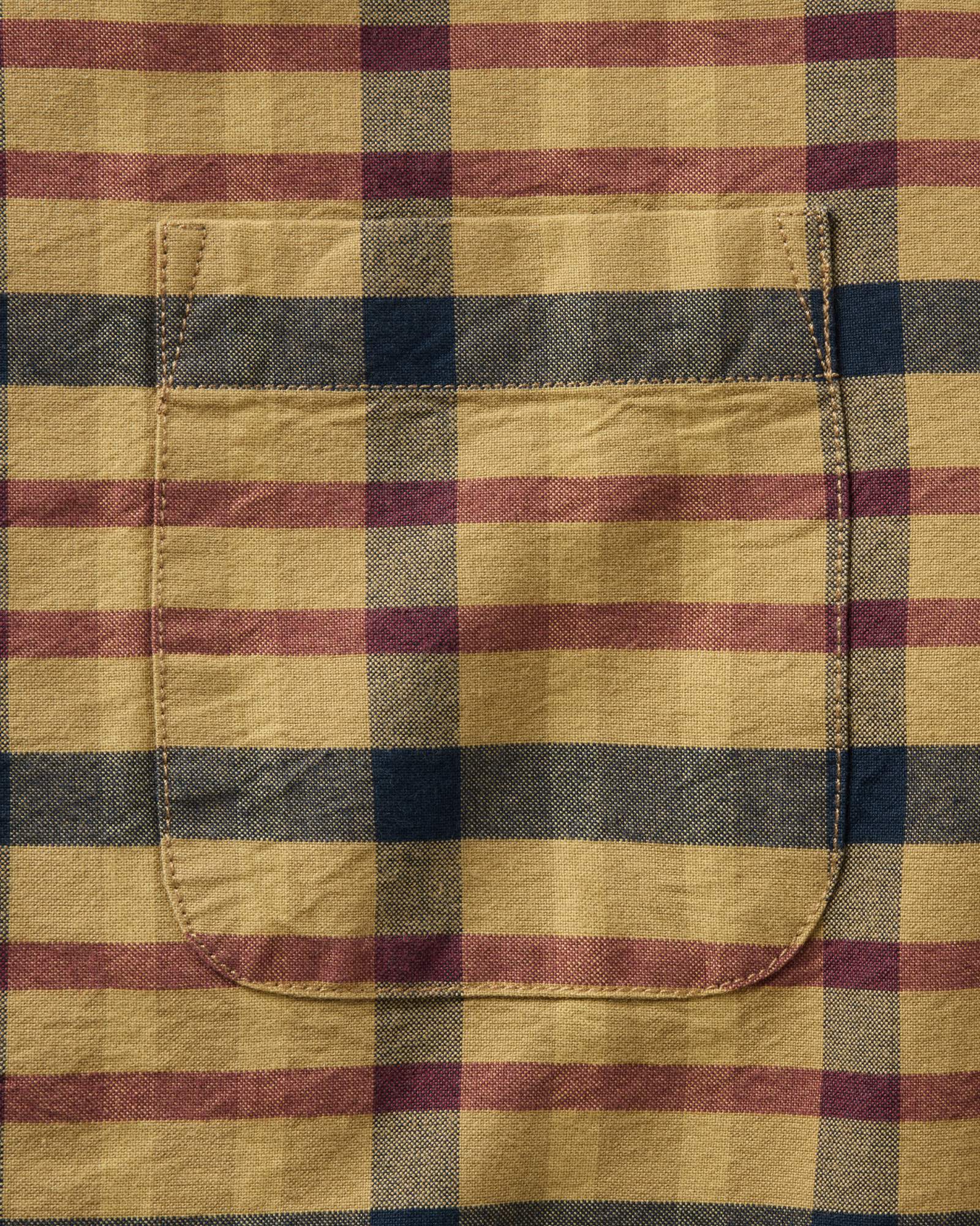 material shot of the pocket on The Jack in Marsh Check Oxford, Wovens by Taylor Stitch