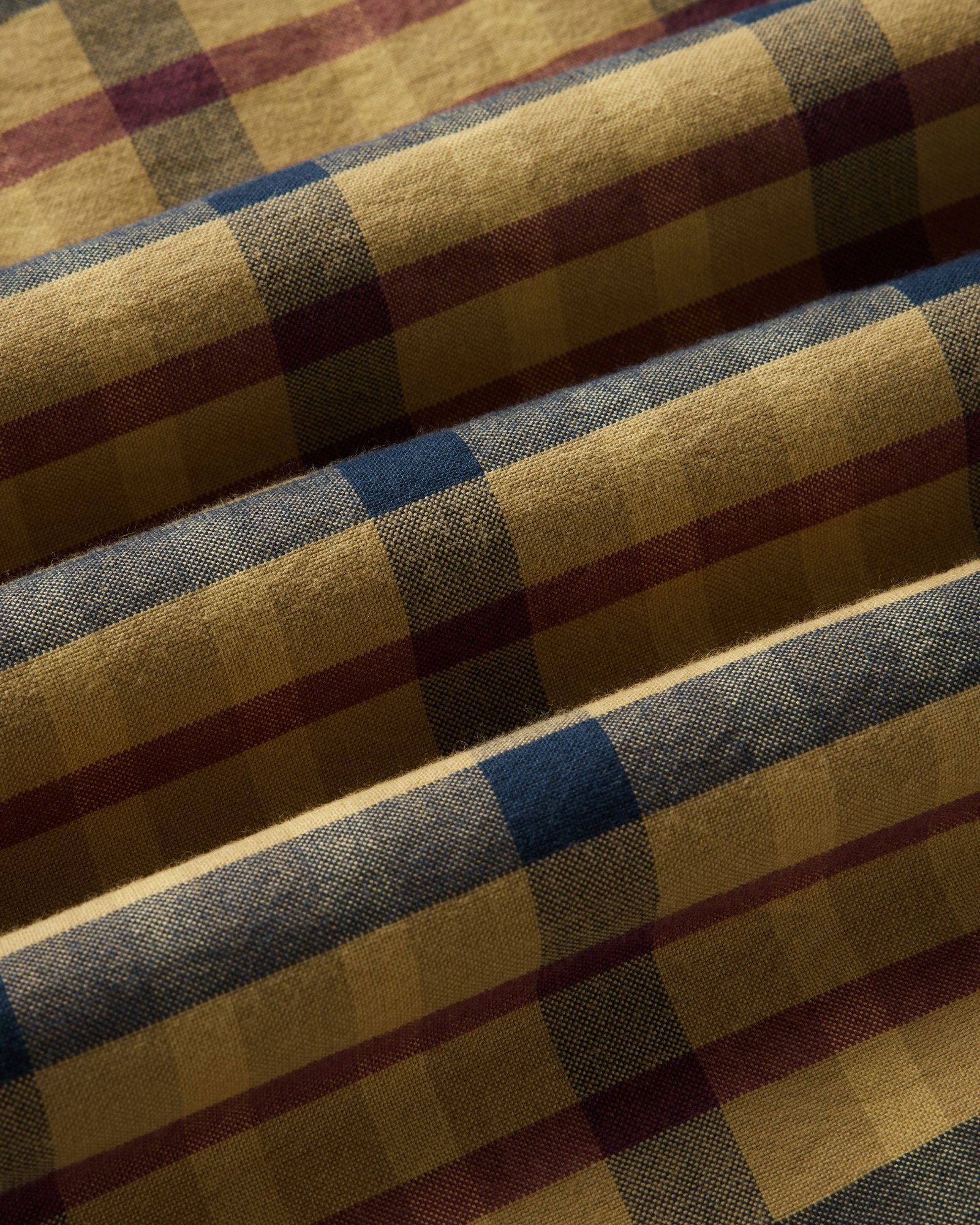 material shot of the fabric on The Jack in Marsh Check Oxford, Wovens by Taylor Stitch
