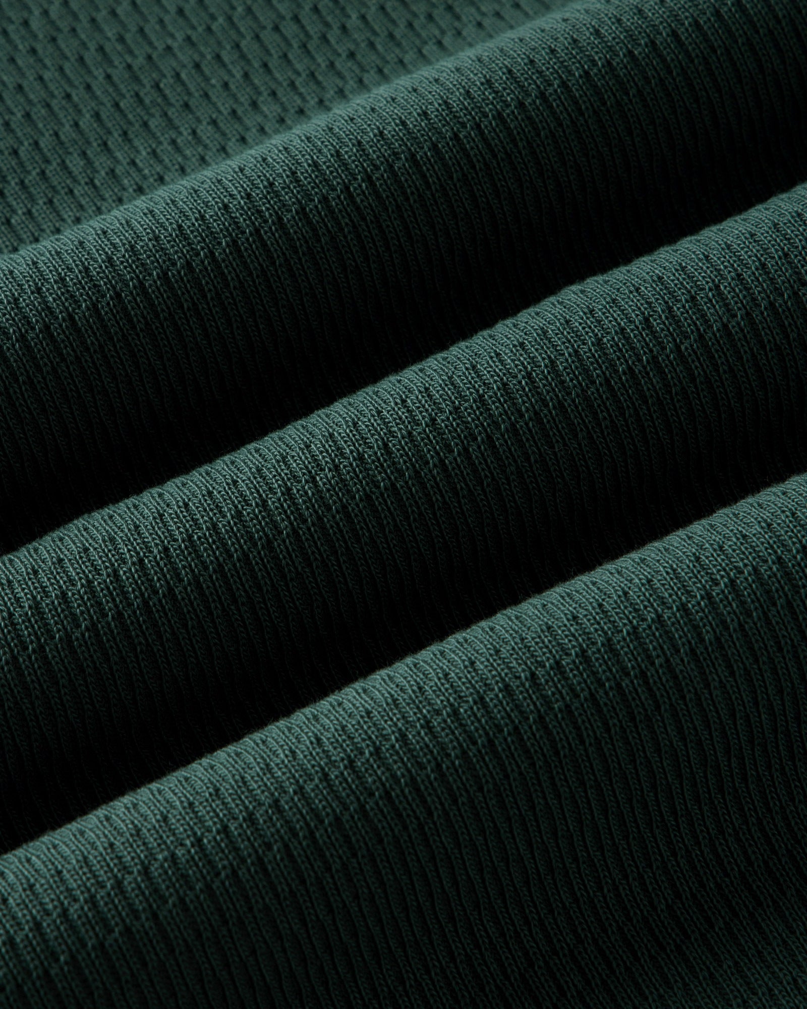 material shot of the fabric on The Organic Cotton Crew in Dark Forest Waffle, Knits by Taylor Stitch