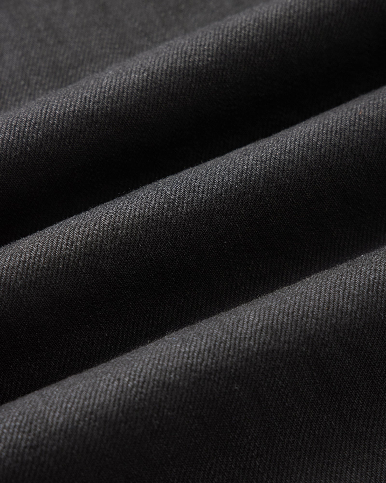 material shot of the fabric on The Straight Jean in Rinsed Black Organic Selvedge, Bottoms by Taylor Stitch
