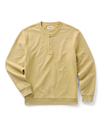flatlay of The Sunset Henley in Washed Goldfinch Terry