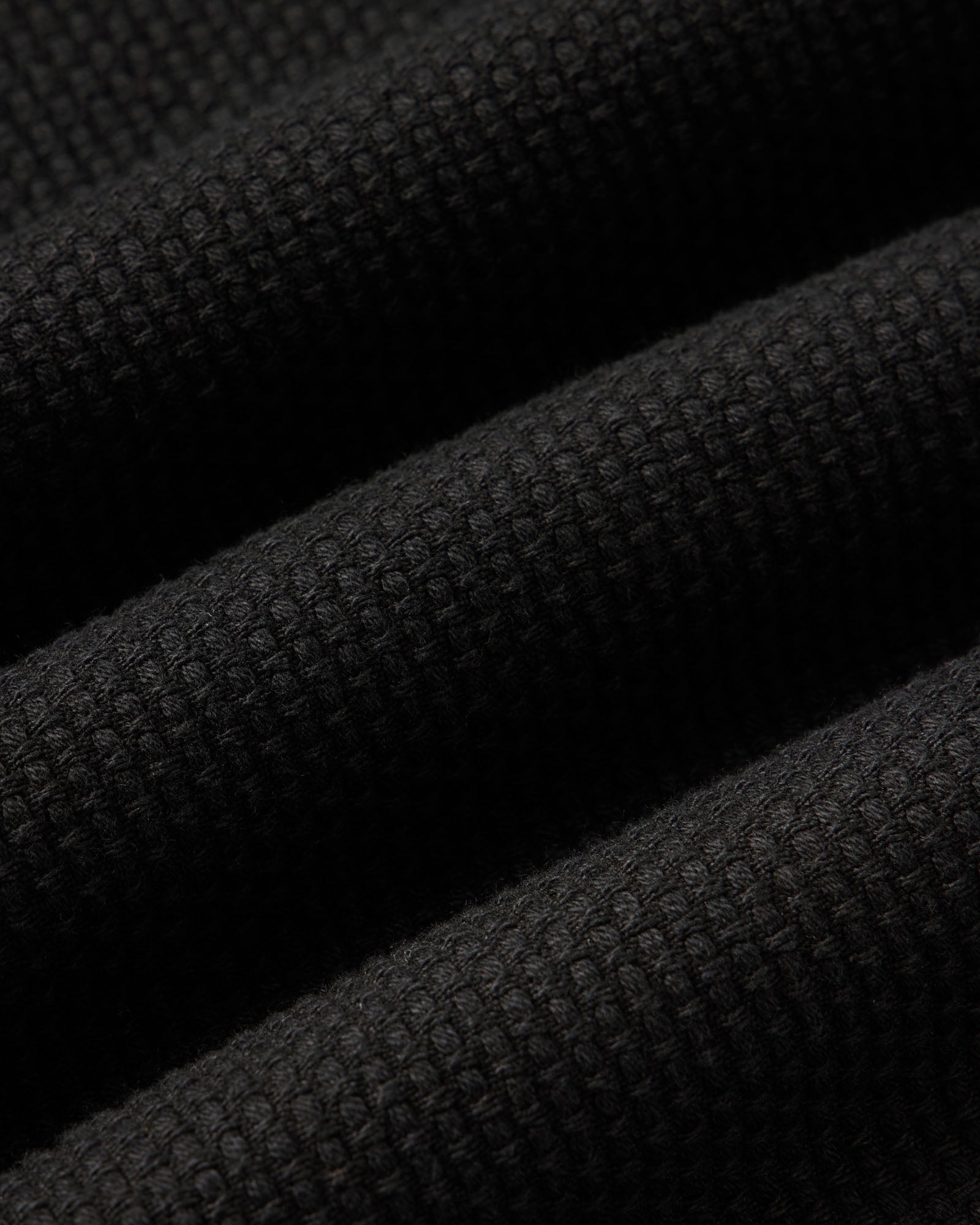material shot of the fabric on The Breakwater Pant in Black Indigo Sashiko, Bottoms by Taylor Stitch