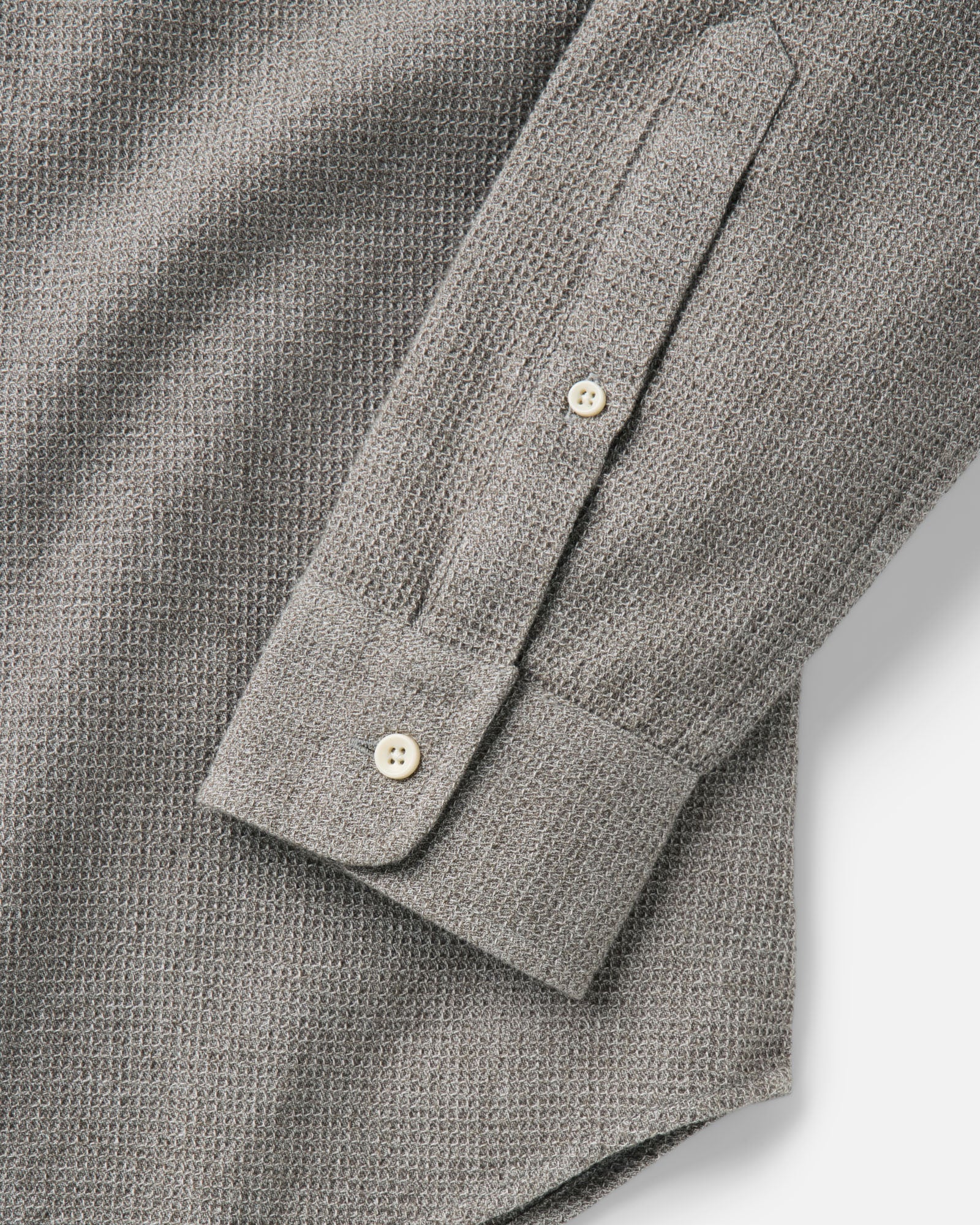 material shot of the sleeve on The Jack in Fern Twist Waffle, Wovens by Taylor Stitch