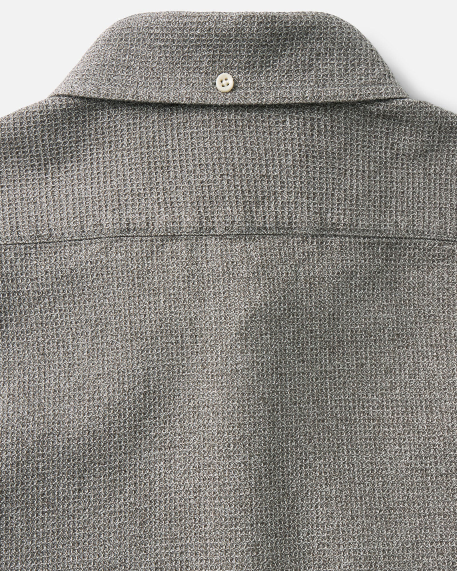 material shot of the back collar on The Jack in Fern Twist Waffle, Wovens by Taylor Stitch