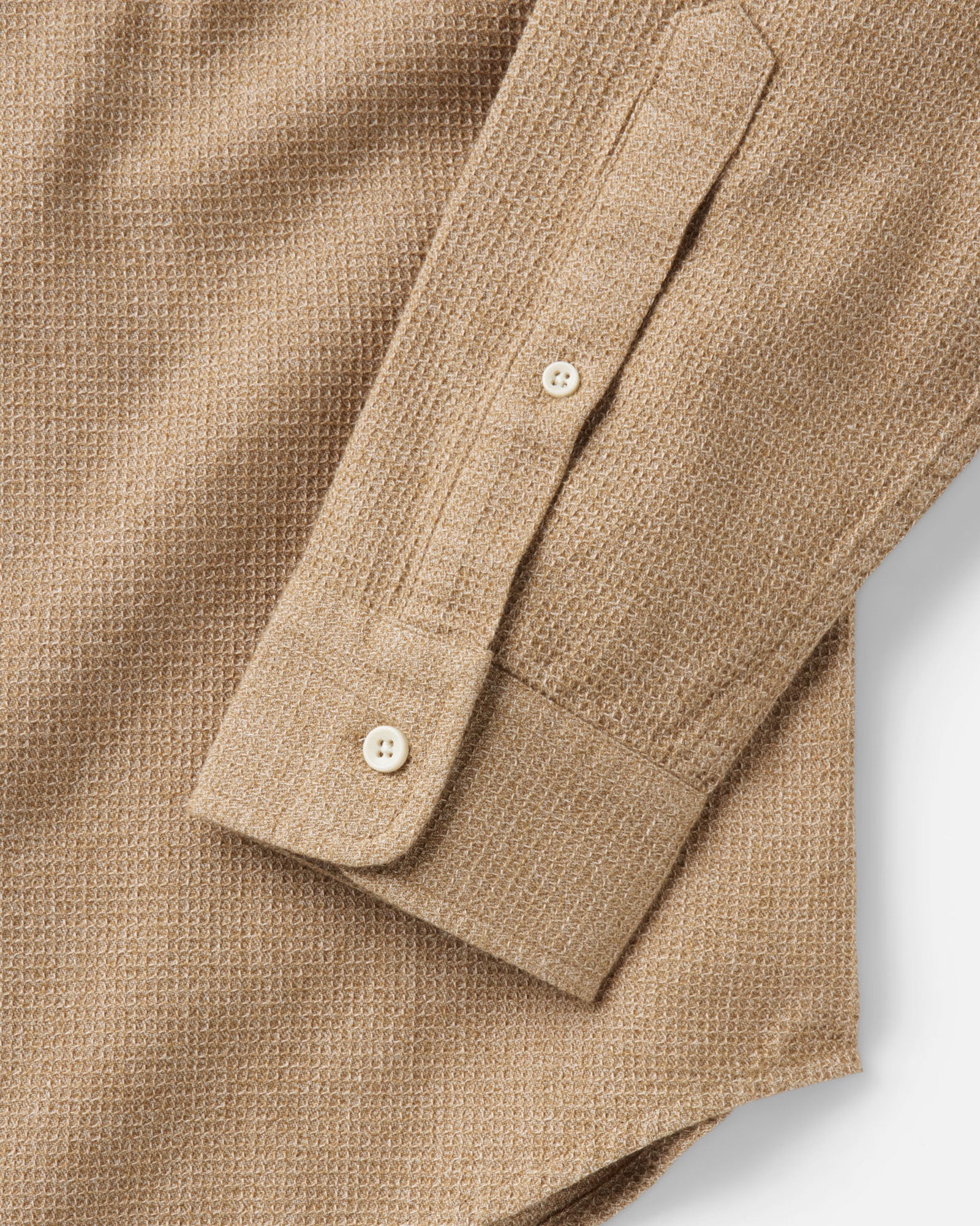 material shot of the sleeve on The Jack in Saffron Waffle, Wovens by Taylor Stitch