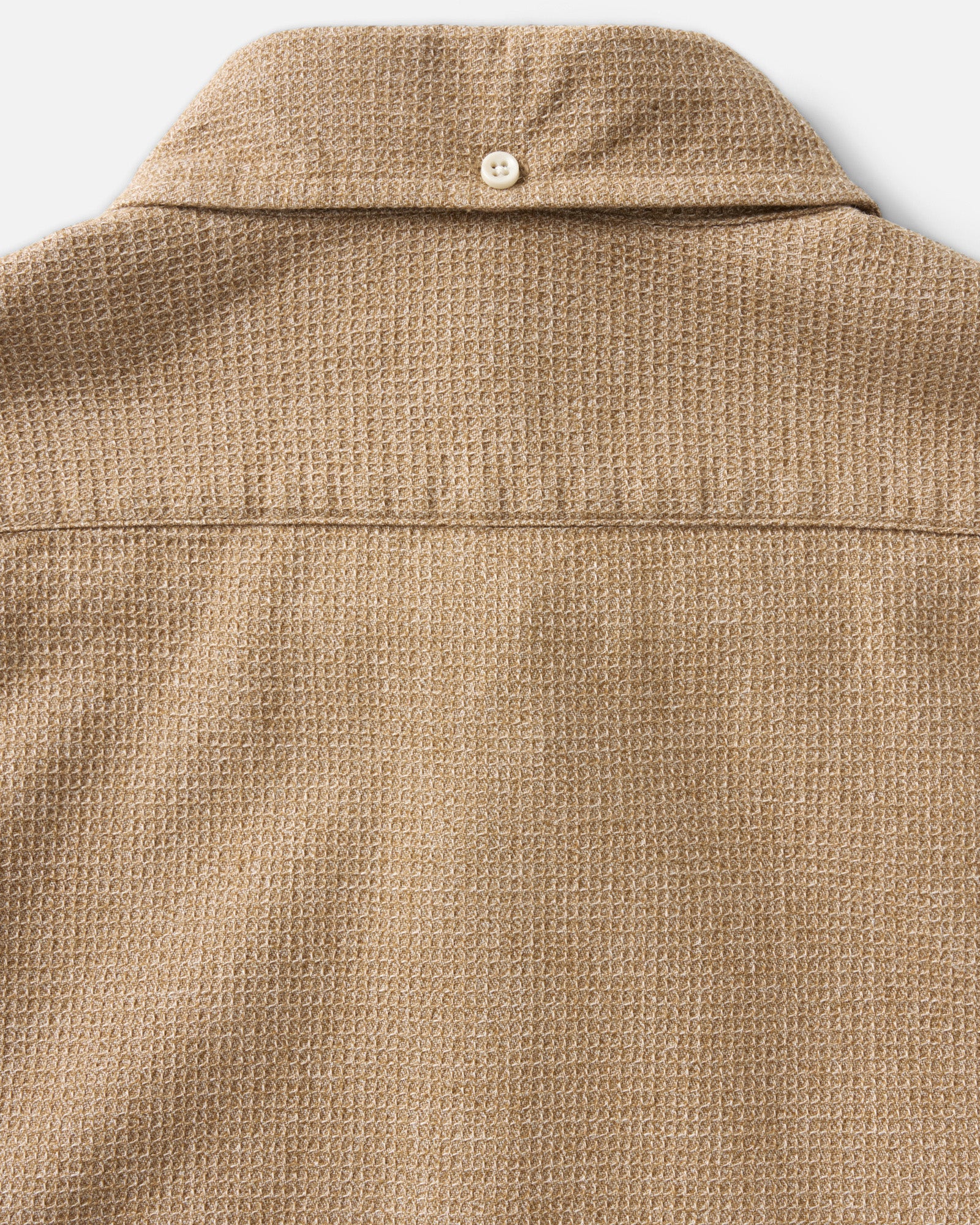 material shot of the back collar on The Jack in Saffron Waffle, Wovens by Taylor Stitch