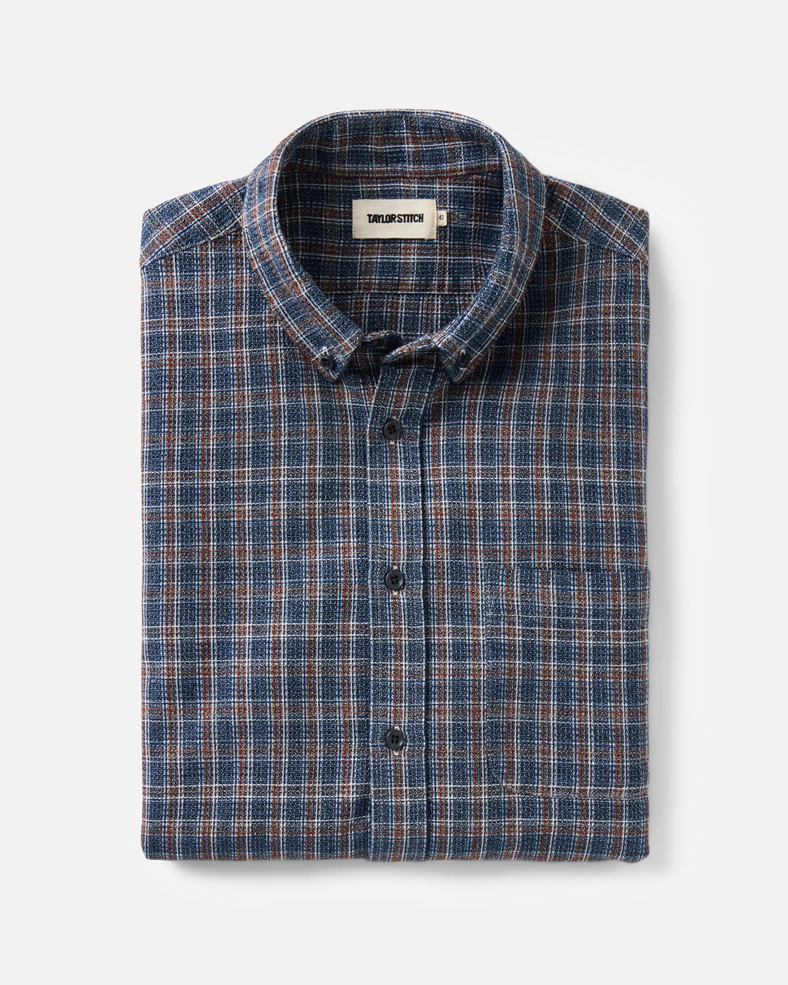 folded flatlay of The Jack in Valley Plaid Waffle, Wovens by Taylor Stitch