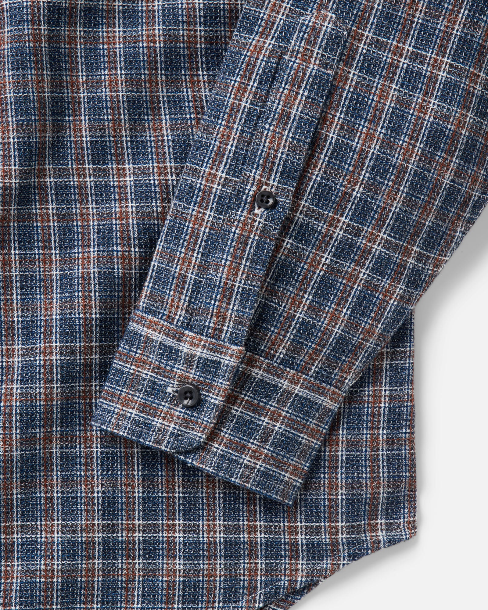 material shot of the sleeve on The Jack in Valley Plaid Waffle, Wovens by Taylor Stitch
