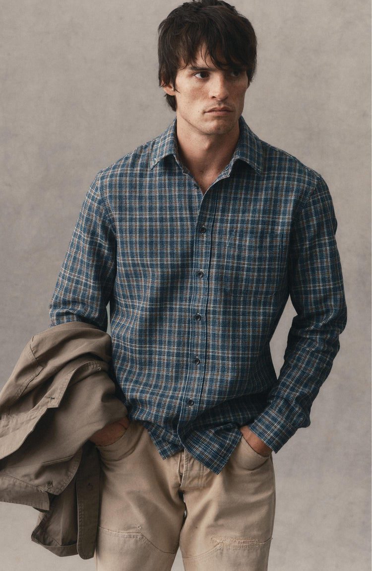 fit model posing in The Jack in Valley Plaid Waffle