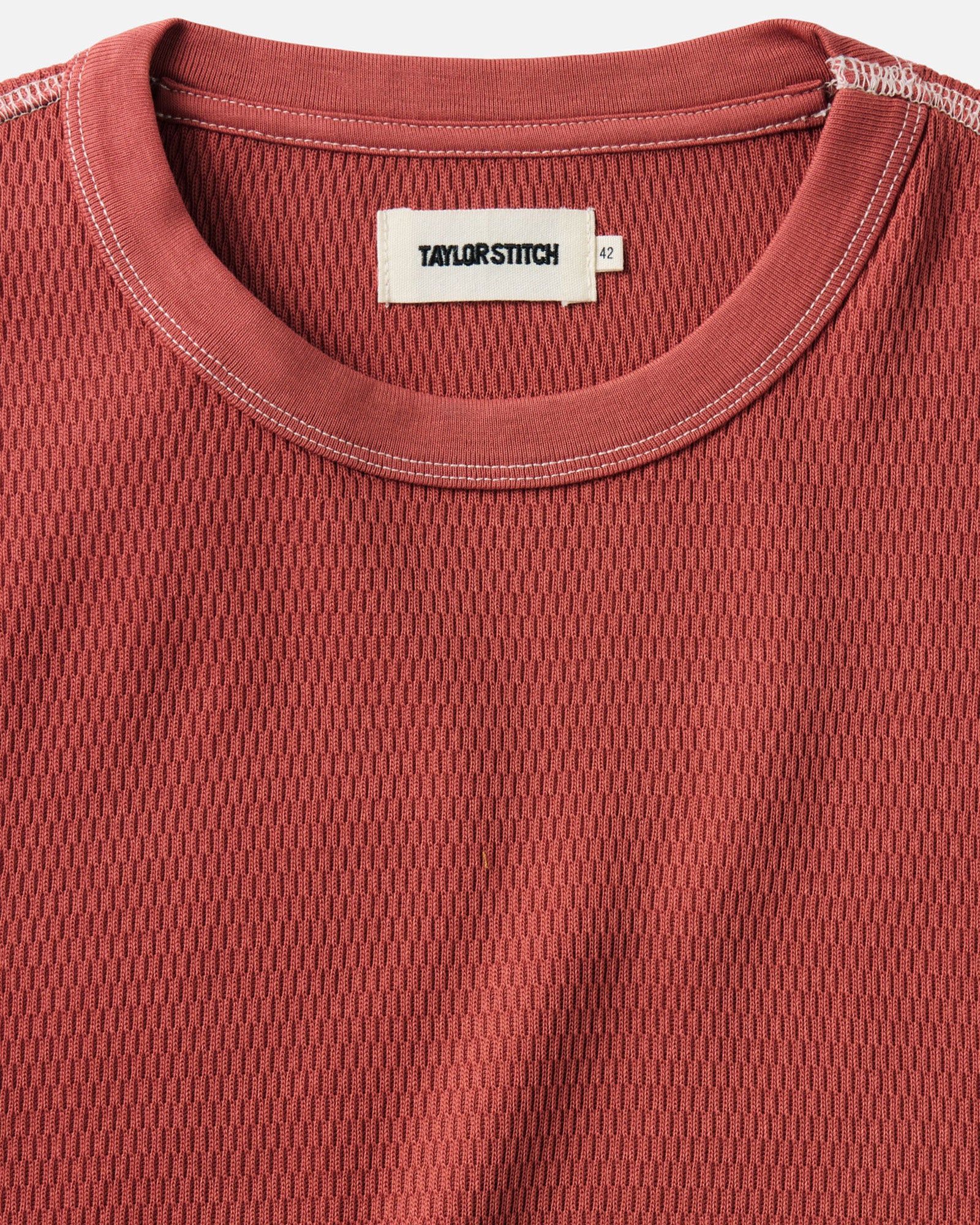 material shot of the collar on The Organic Cotton Crew in Canyon Waffle, Knits by Taylor Stitch