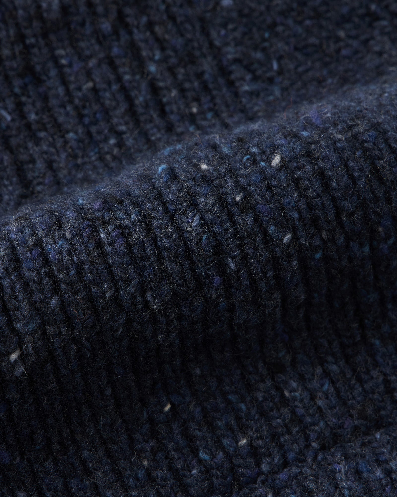 material shot of the fabric on The Seafarer Beanie in Atlantic Blue Donegal, Accessories by Taylor Stitch