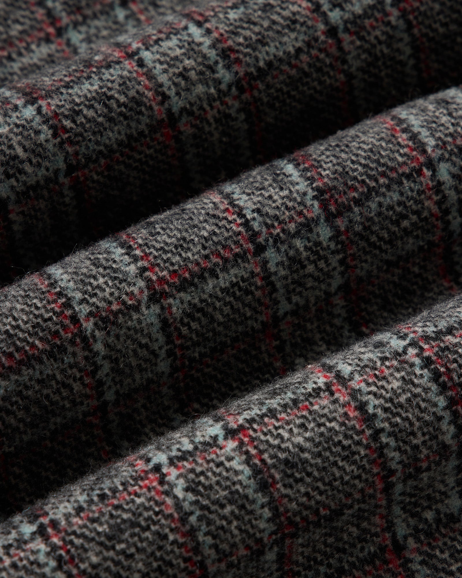 material shot of the fabric on The Shore Shirt in Flint Check Wool, Wovens by Taylor Stitch