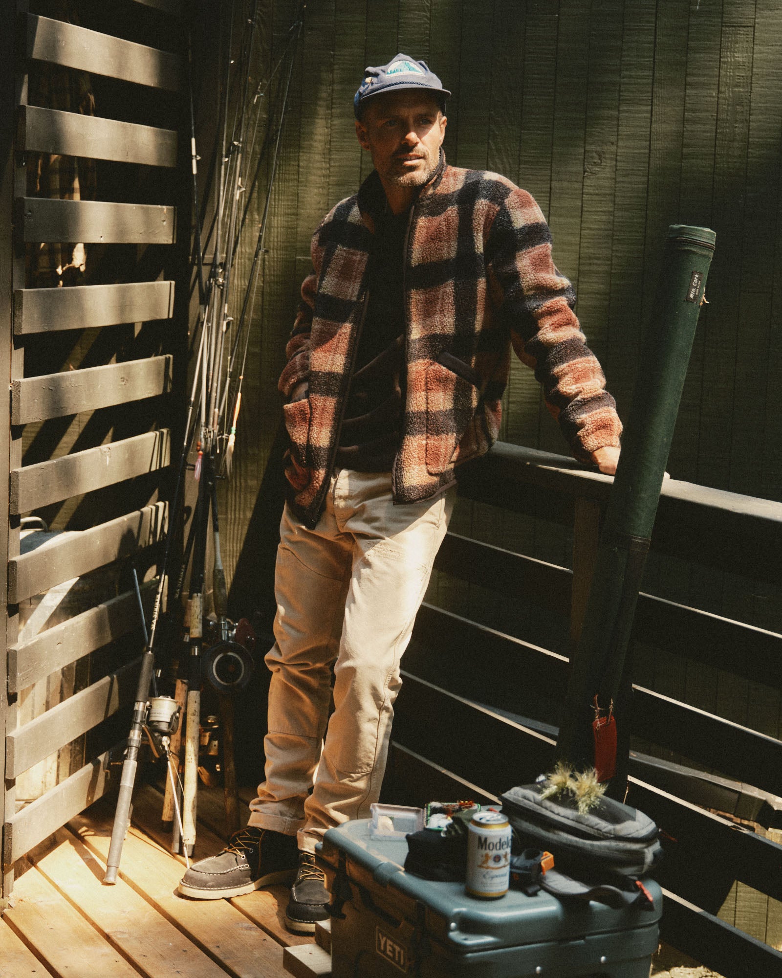 fit model wearing The Alta Jacket in Montana Plaid Fleece, Outerwear by Taylor Stitch