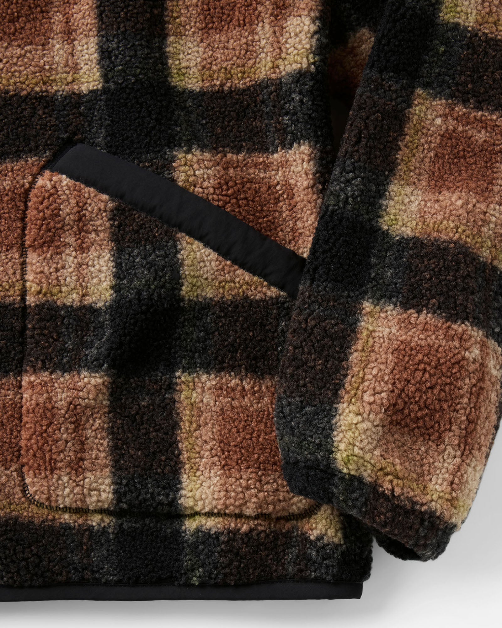 material shot of the sleeve on The Alta Jacket in Montana Plaid Fleece, Outerwear by Taylor Stitch