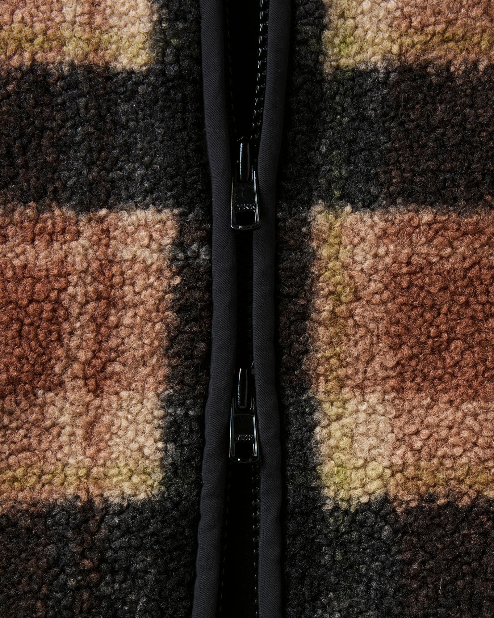 material shot of the zipper on The Alta Jacket in Montana Plaid Fleece, Outerwear by Taylor Stitch