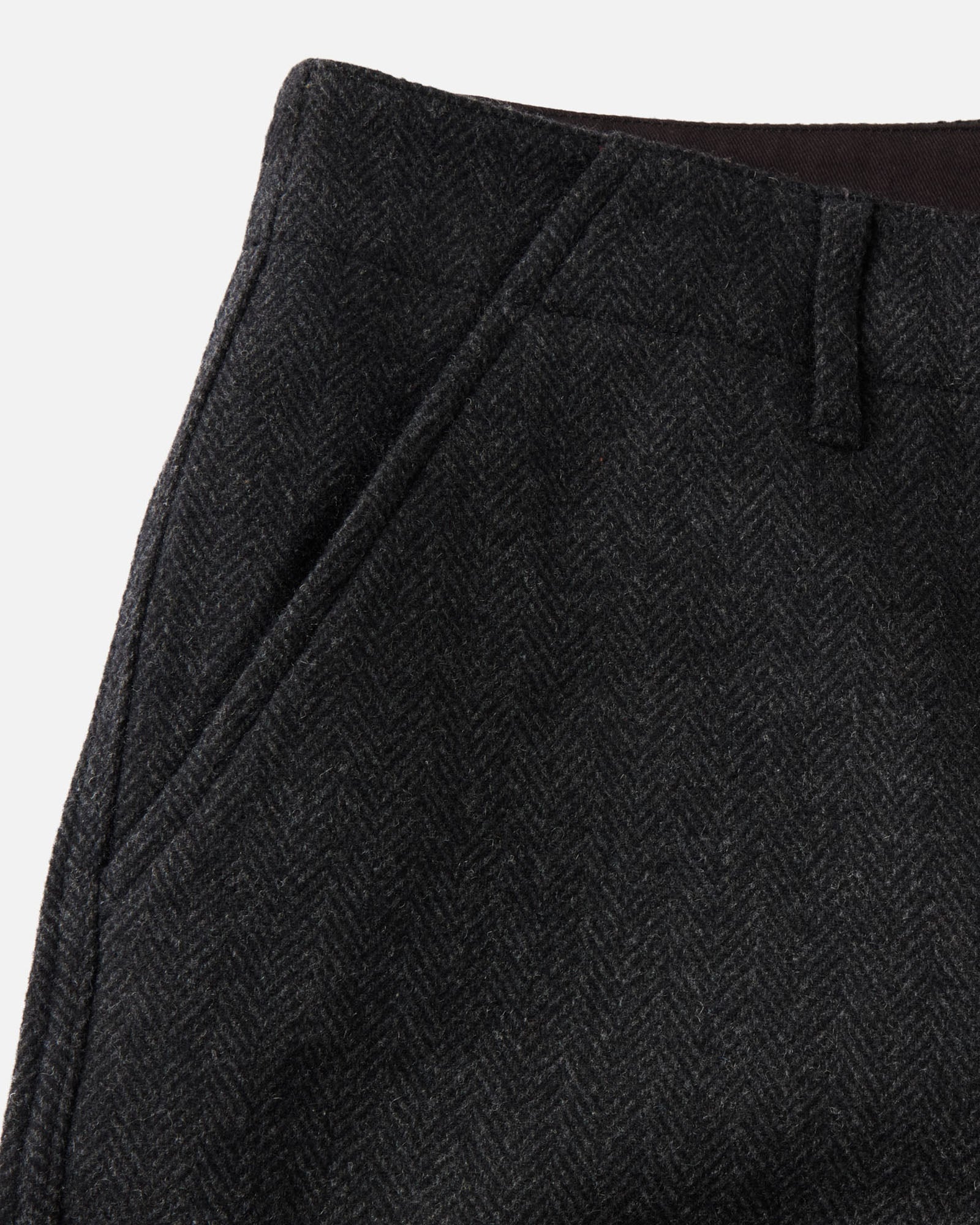 material shot of the pocket on The Carnegie Pant in Coal Herringbone Wool, Bottoms by Taylor Stitch