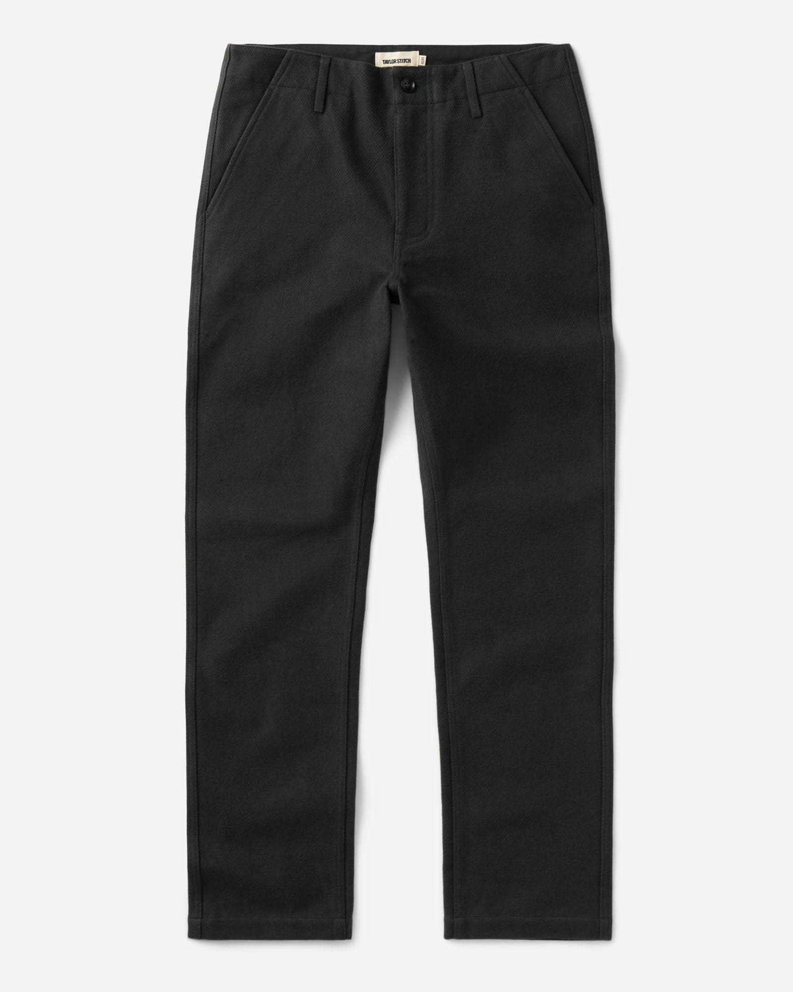flatlay of The Carnegie Pant in Faded Black Washed Moleskin, Bottoms by Taylor Stitch