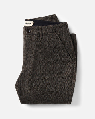 folded flatlay of The Carnegie Pant in Walnut Herringbone Wool