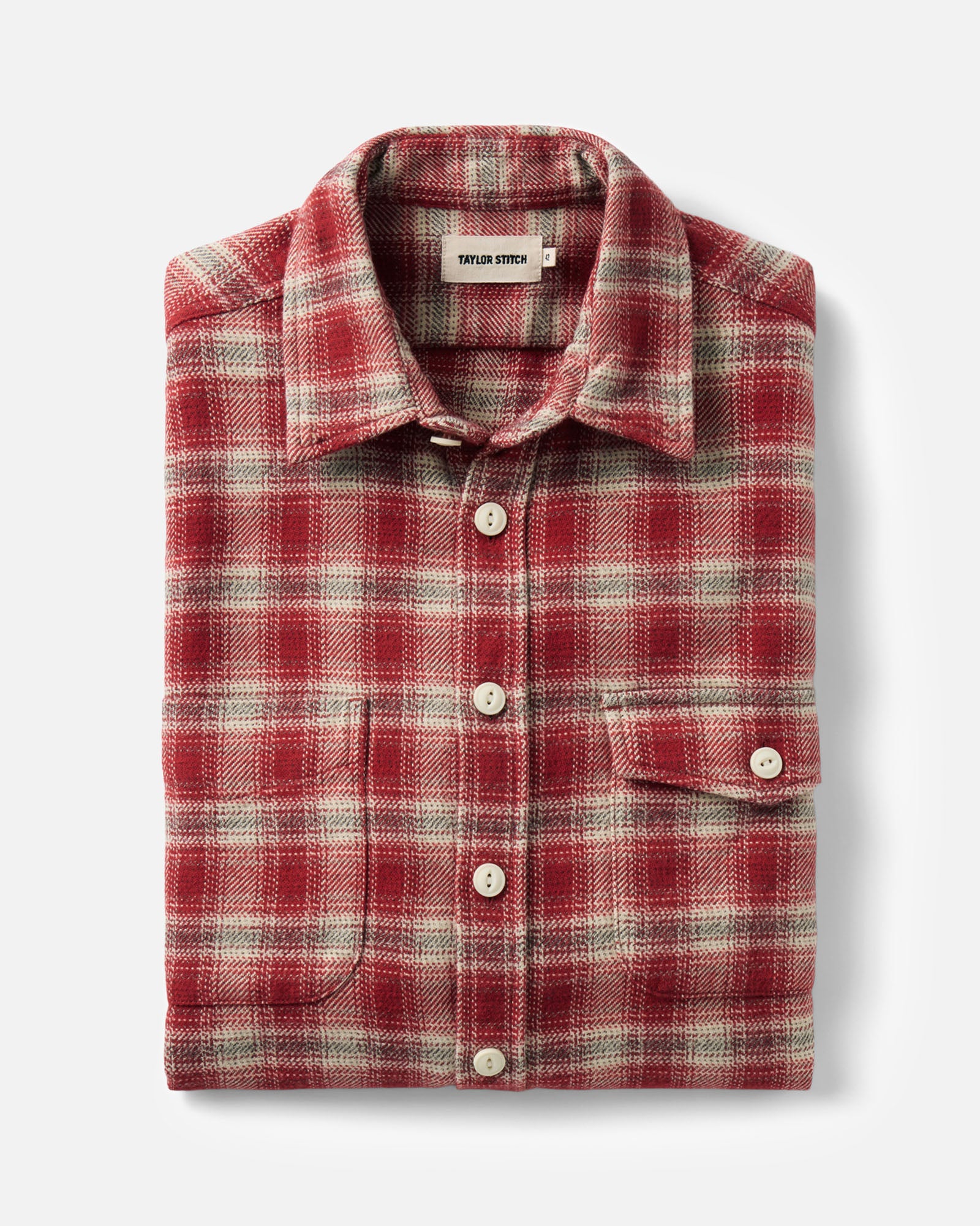 folded flatlay of The Crater Shirt in Denver Plaid, Wovens by Taylor Stitch