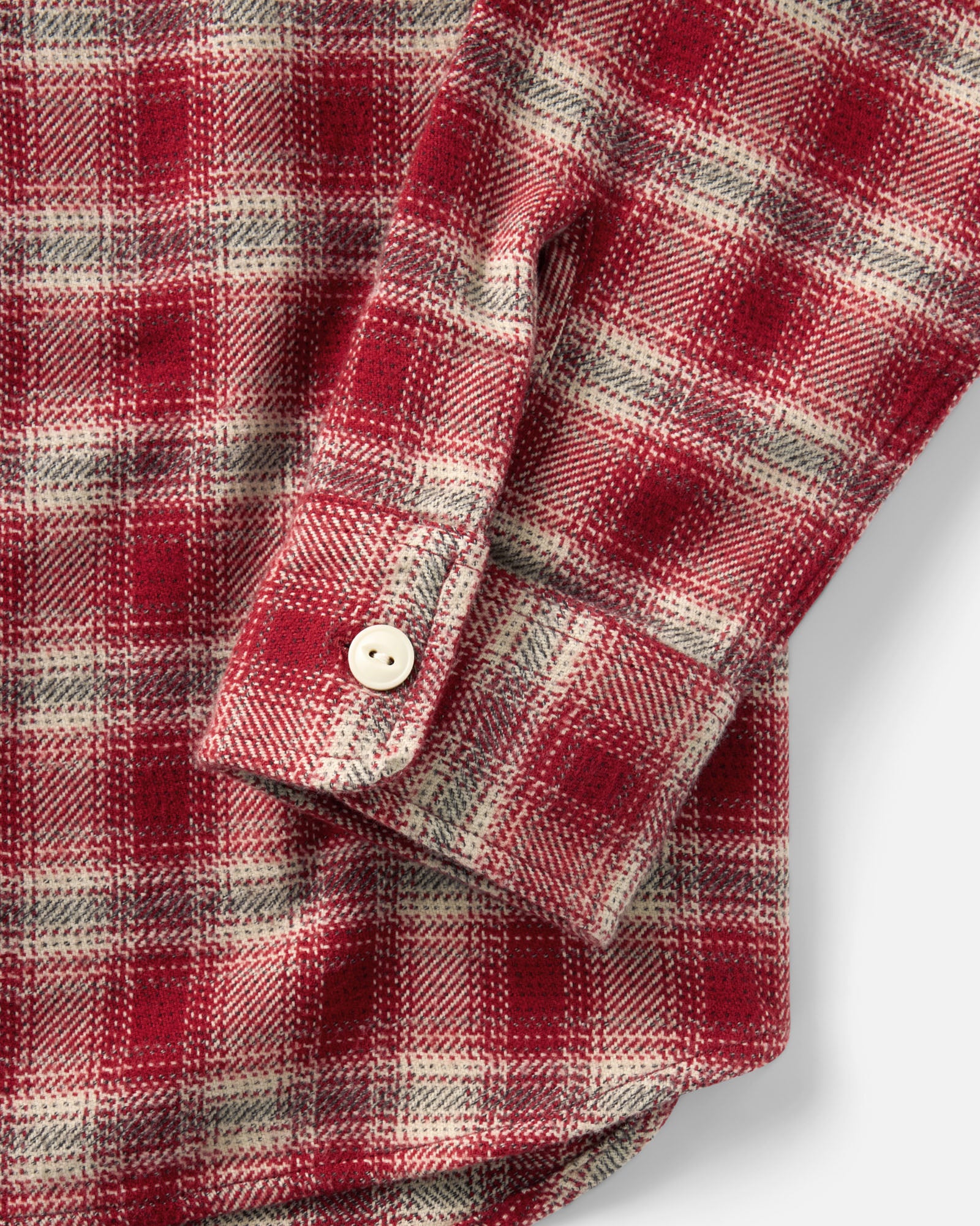 material shot of the sleeve on The Crater Shirt in Denver Plaid, Wovens by Taylor Stitch