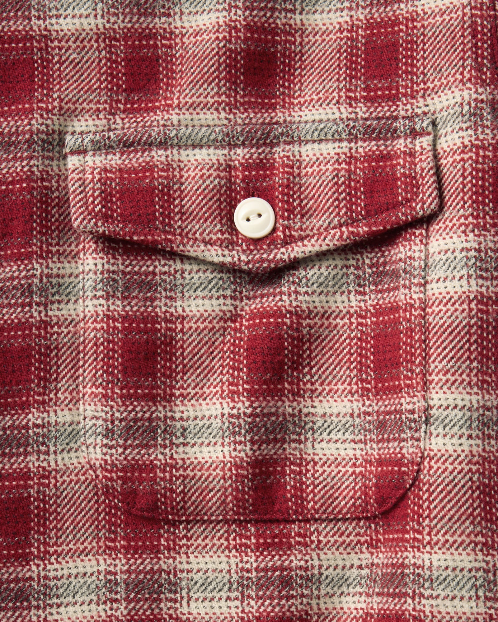 material shot of the pocket on The Crater Shirt in Denver Plaid, Wovens by Taylor Stitch