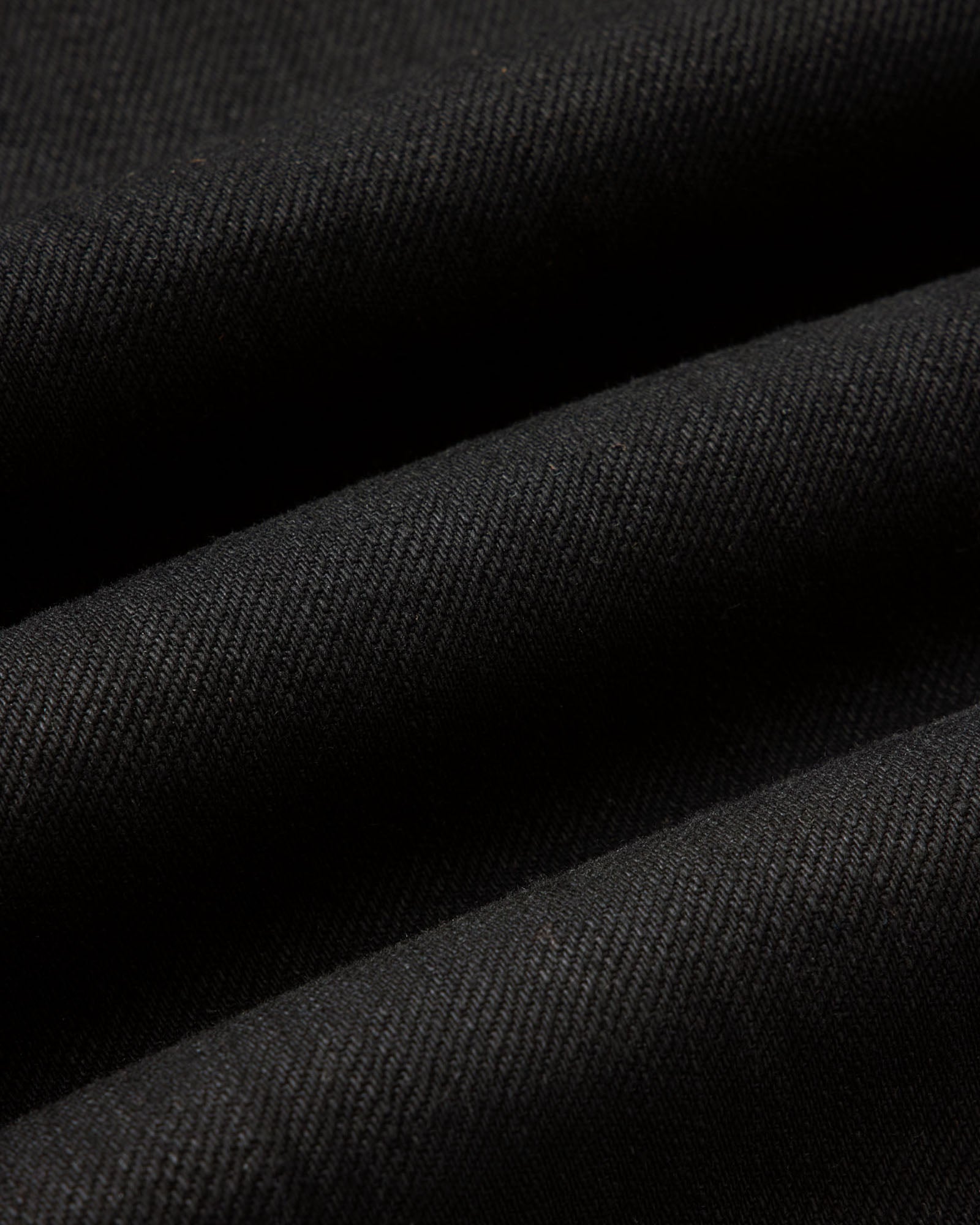material shot of the fabric on The Democratic Jean in Rinsed Black Organic Selvedge, Bottoms by Taylor Stitch