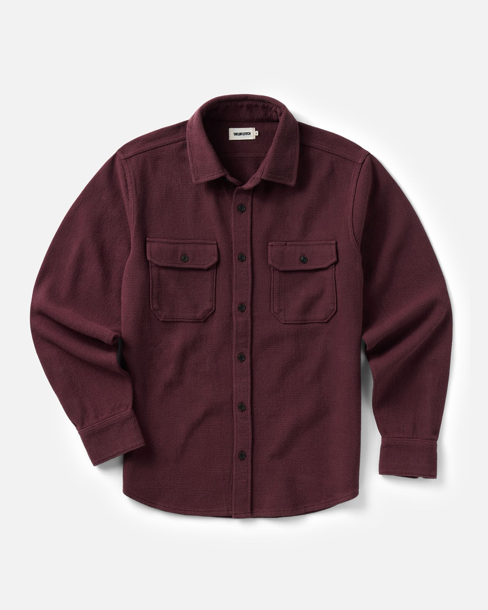 flatlay of The Division Shirt in Black Cherry, Wovens by Taylor Stitch