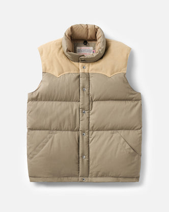 flatlay of The Down Vest in Khaki Waxed Ripstop