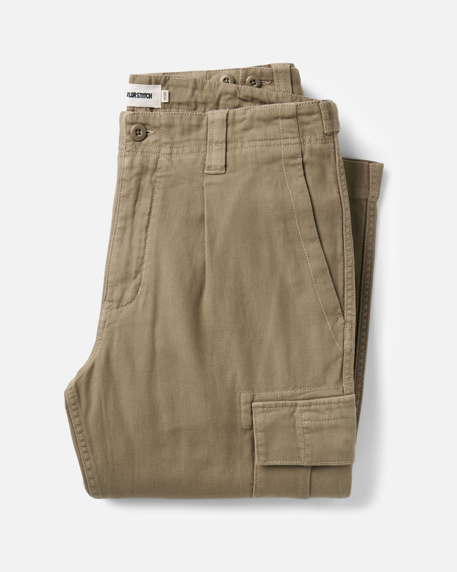 folded flatlay of The Forest Cargo Pant in Field Khaki Broken Twill, Bottoms by Taylor Stitch