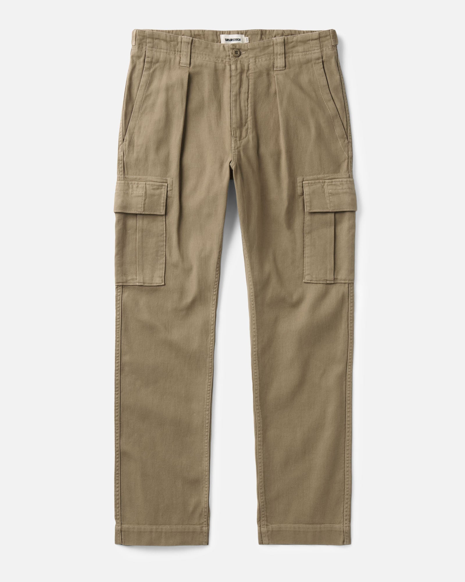 flatlay of The Forest Cargo Pant in Field Khaki Broken Twill, Bottoms by Taylor Stitch