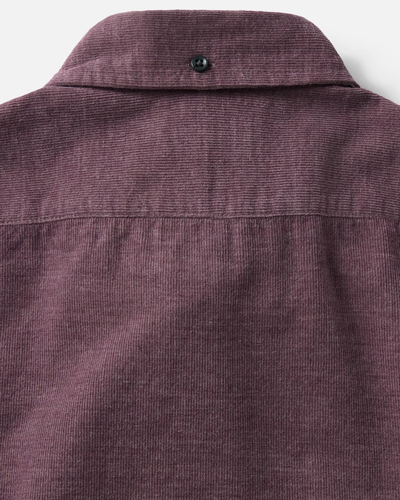 material shot of the back collar on The Jack in Heather Plum Pincord, Wovens by Taylor Stitch
