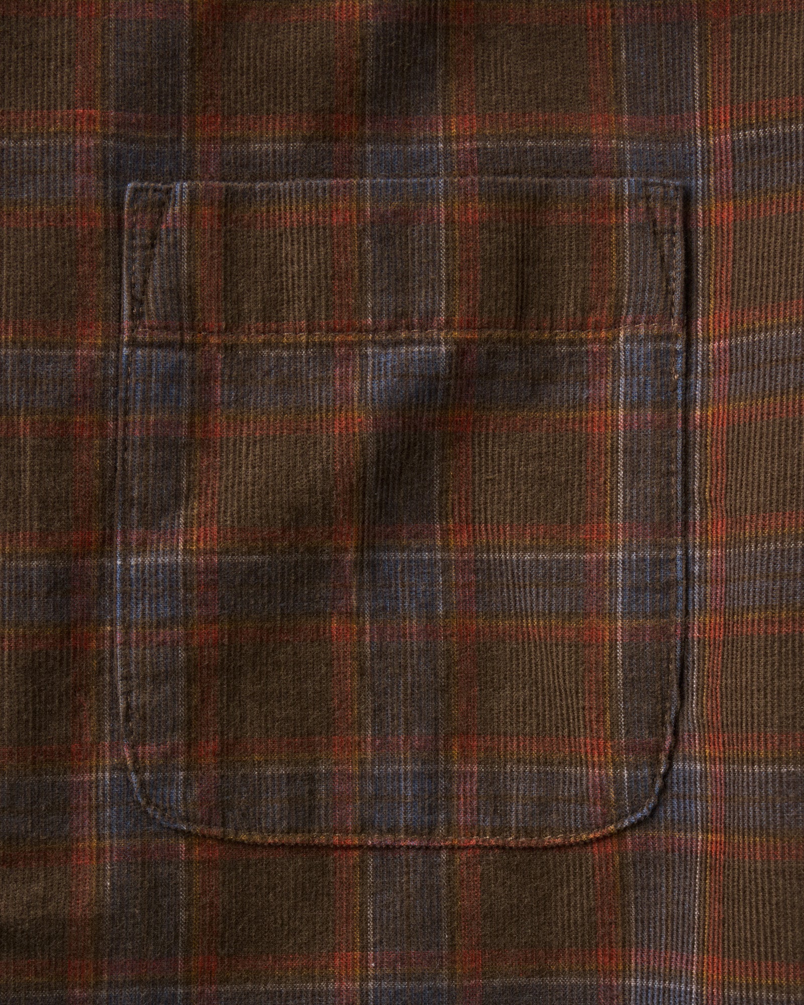 material shot of the pocket on The Jack in Mulch Check Pincord, Wovens by Taylor Stitch