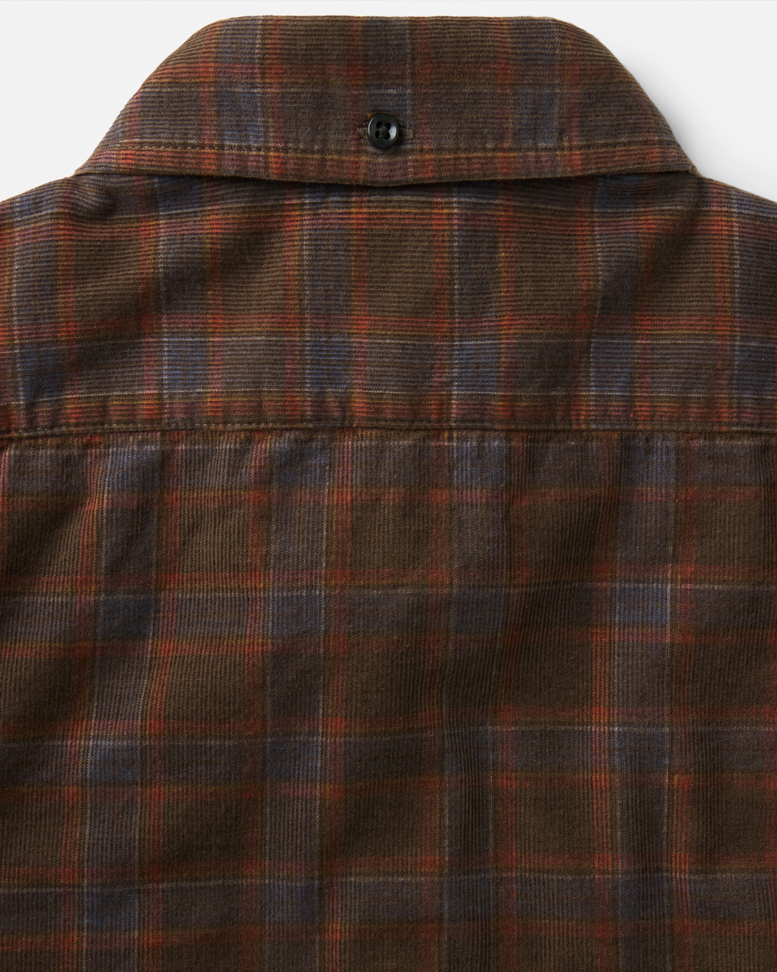 material shot of the collar on The Jack in Mulch Check Pincord, Wovens by Taylor Stitch