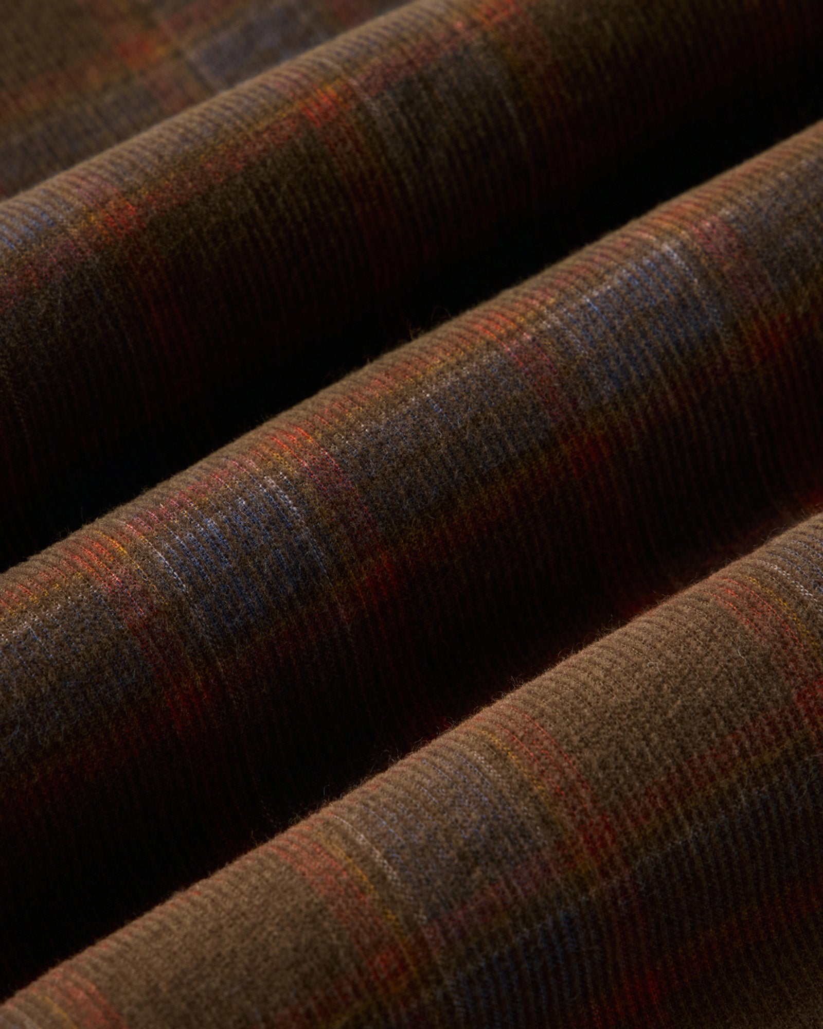 material shot of the fabric on The Jack in Mulch Check Pincord, Wovens by Taylor Stitch