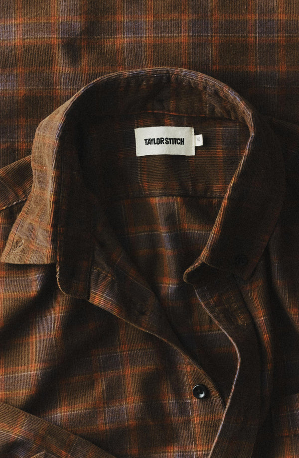 editorial flatlay of The Jack in Mulch Check Pincord