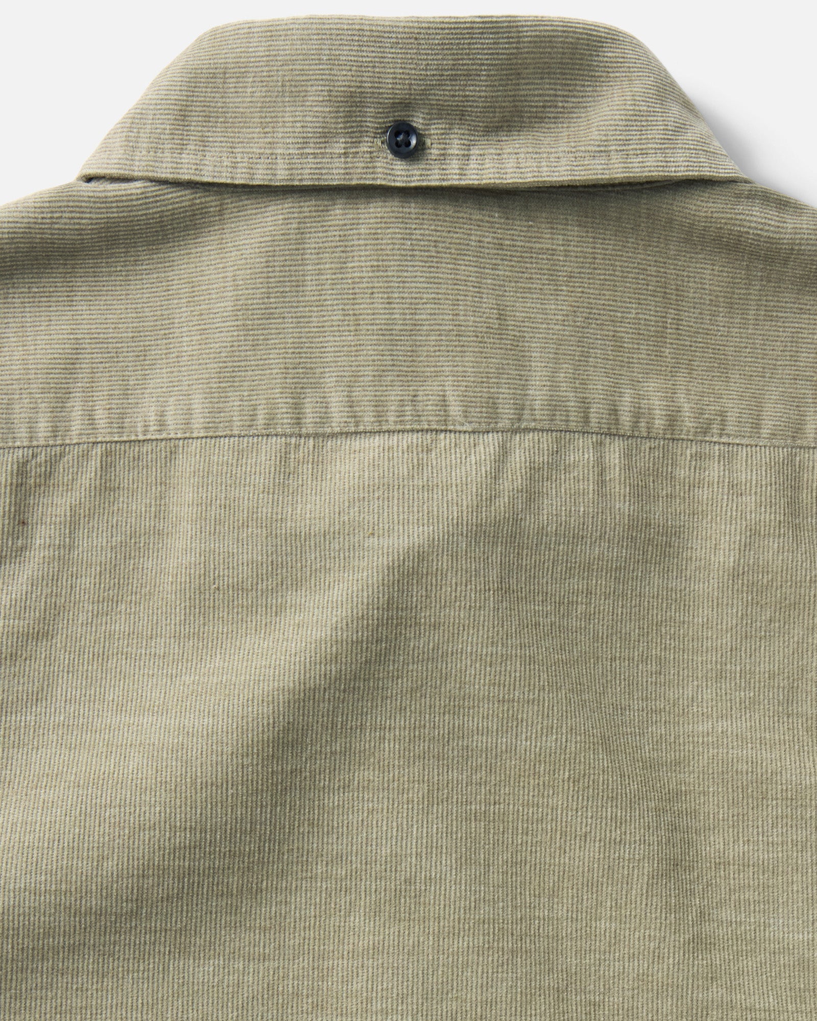 material shot of the back collar on The Jack in Heather Moss Pincord, Wovens by Taylor Stitch