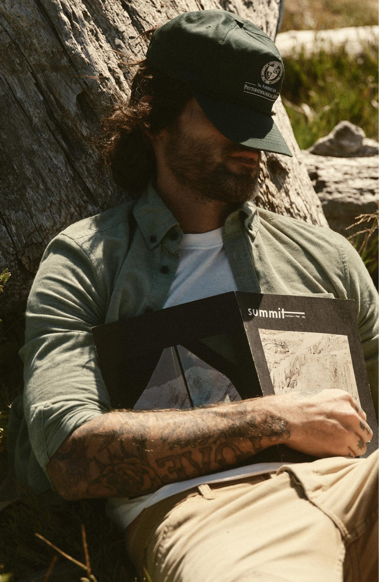 fit model posing in The Jack in Heather Moss Pincord