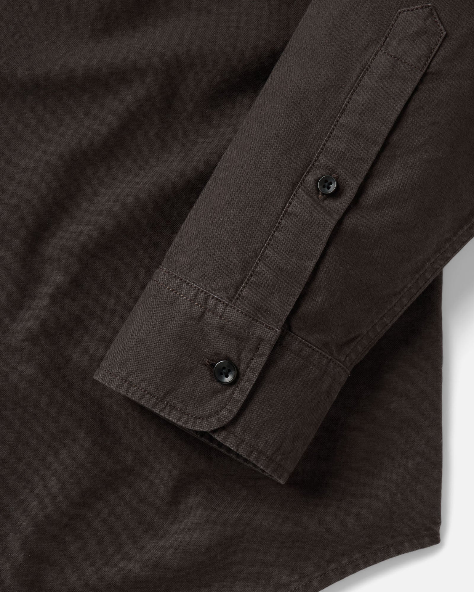 material shot of the sleeve on The Jack in Soil Oxford, Wovens by Taylor Stitch