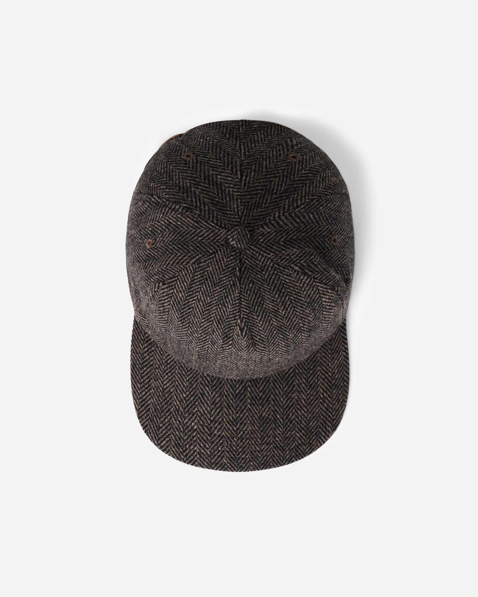 material shot of the top of The Mercer Cap in Walnut Herringbone Wool, Accessories by Taylor Stitch