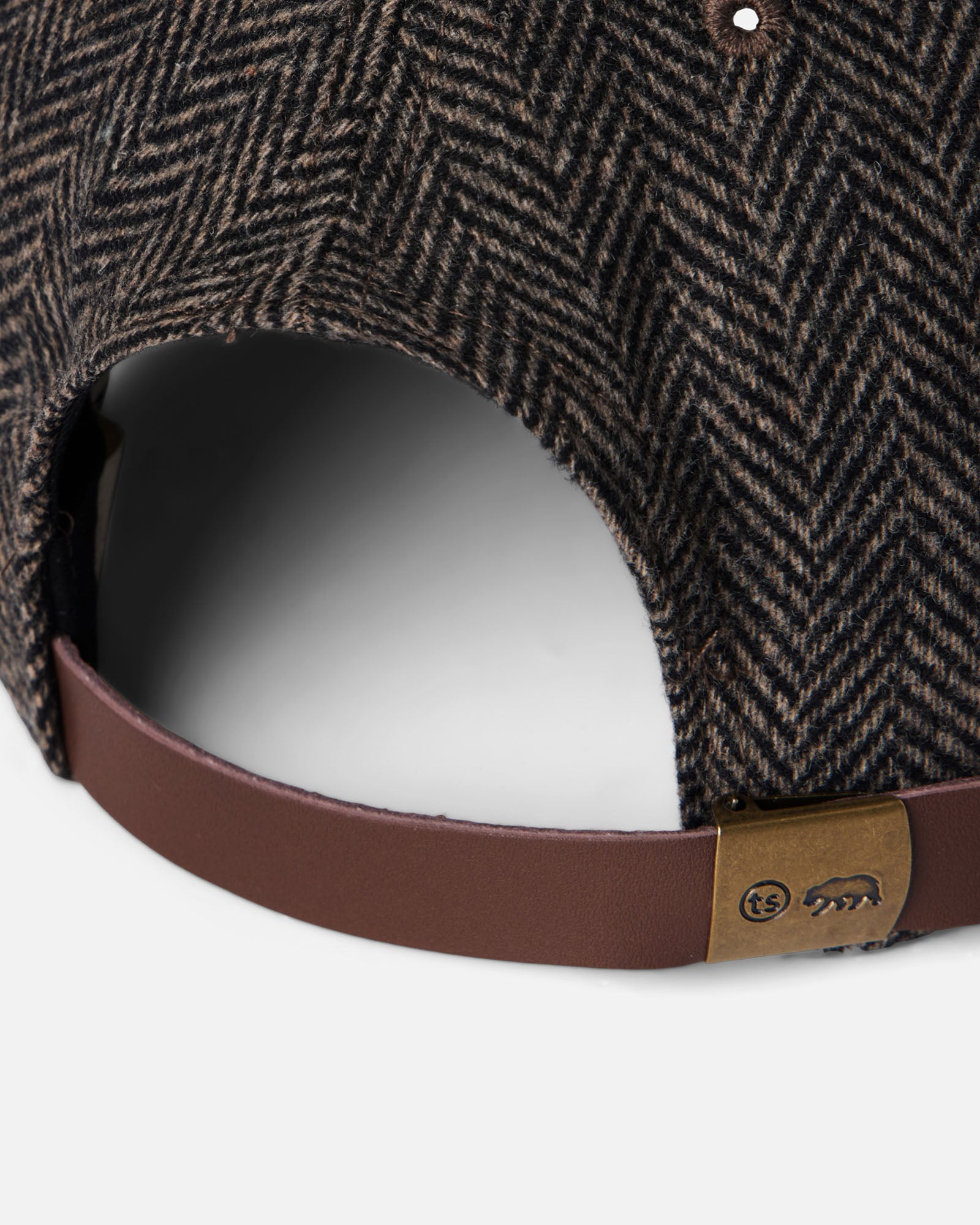 material shot of the back of The Mercer Cap in Walnut Herringbone Wool, Accessories by Taylor Stitch
