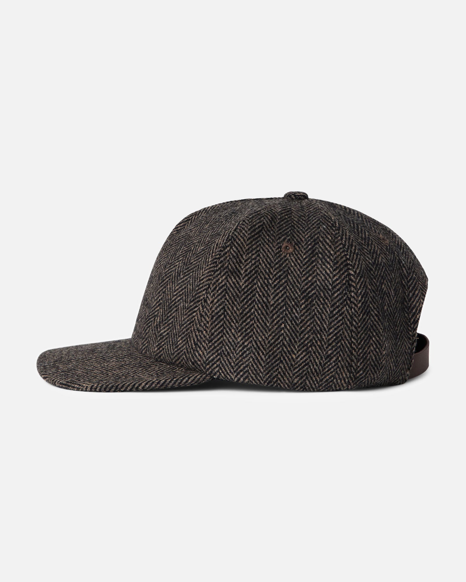 material shot of the side of The Mercer Cap in Walnut Herringbone Wool, Accessories by Taylor Stitch