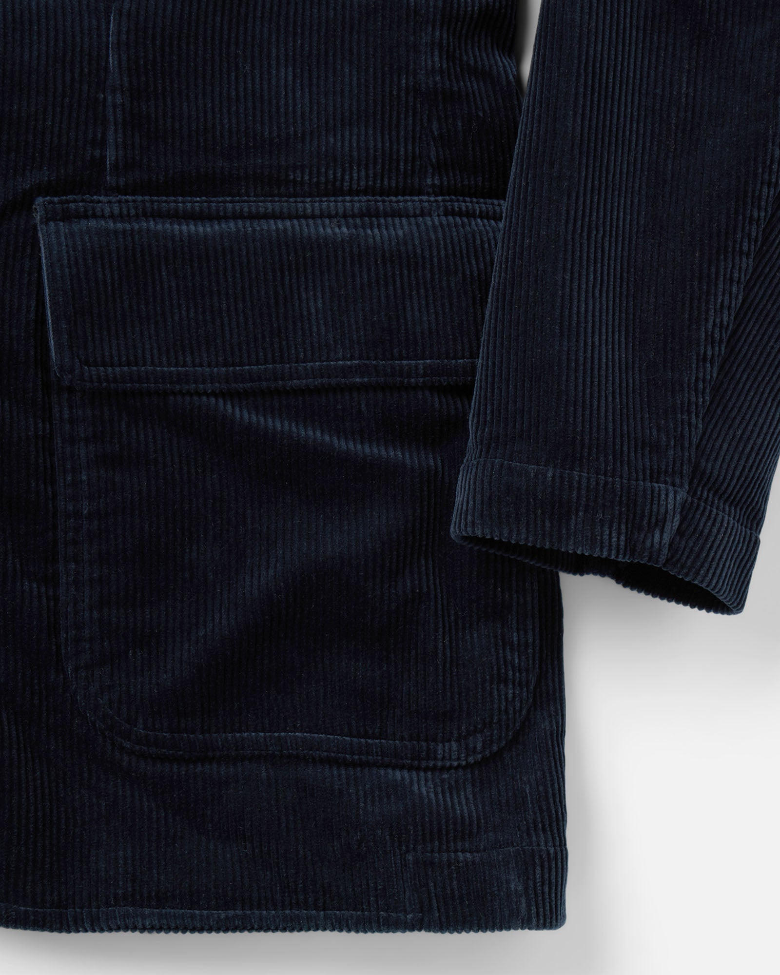 material shot of the sleeve on The Riley Sportcoat in Dark Navy Corduroy, Outerwear by Taylor Stitch