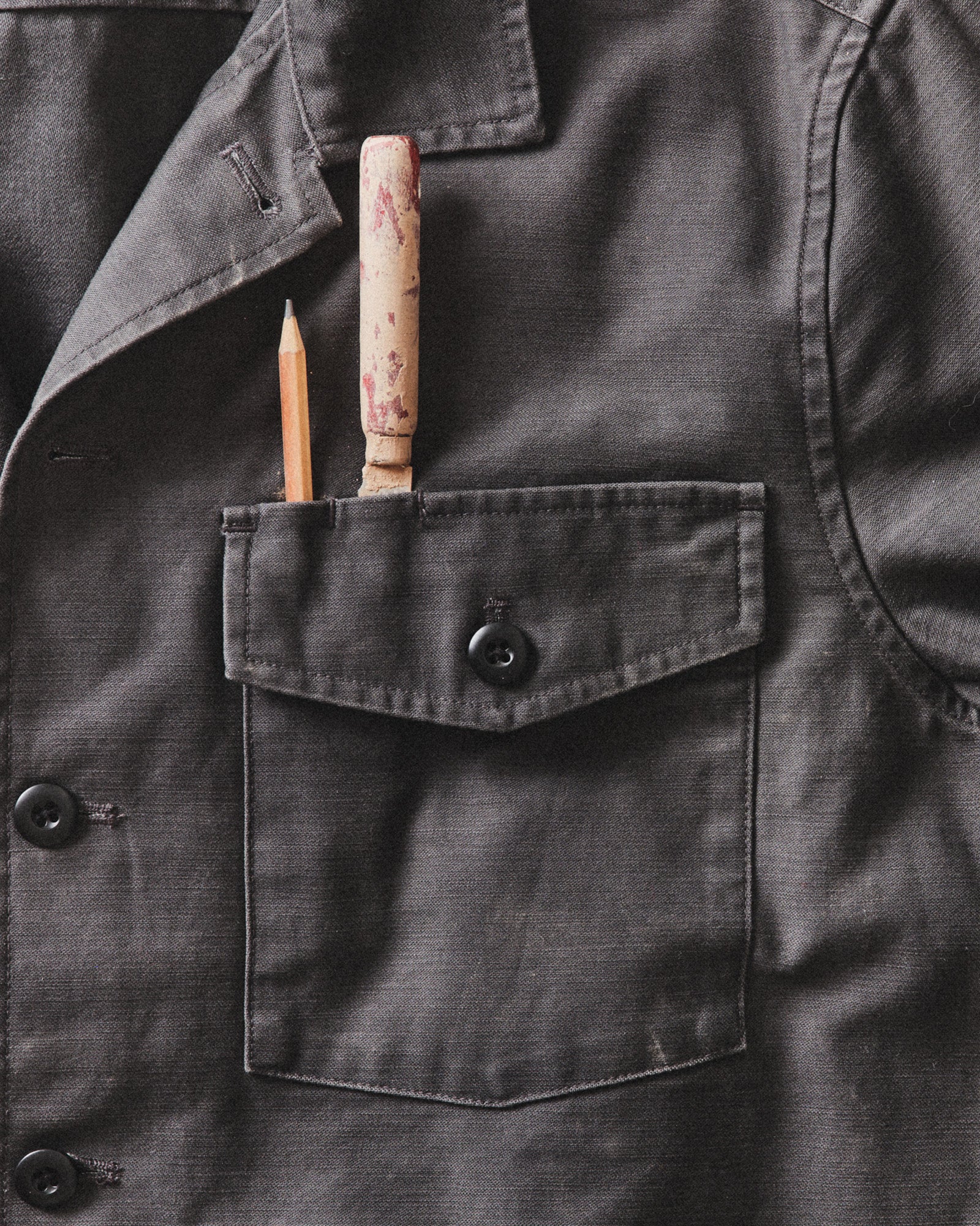 The Surplus Shirt in Faded Black Reverse Sateen: Alternate Image 2, Wovens by Taylor Stitch