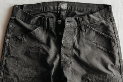 editorial image of The Good Acre Chore Pant in Black Canvas