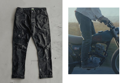 editorial images of The Good Acre Chore Pant in Black Canvas
