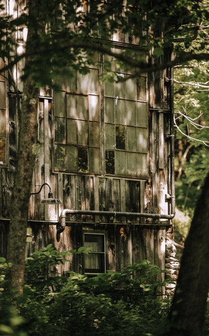 The exterior of a wooden barn at Springhill Farm