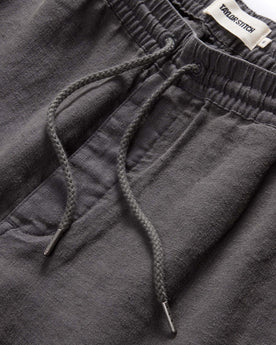 material shot of the drawcords on The Apres Short in Granite Hemp, Bottoms by Taylor Stitch