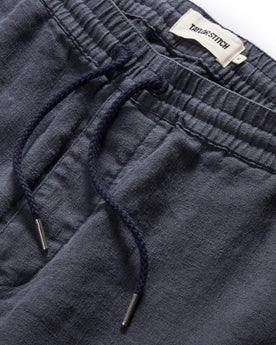 material shot of the drawcords on The Apres Short in Marine Hemp, Bottoms by Taylor Stitch