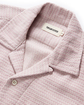 material shot of the camp collar on The Conrad in Orchid Jacquard, Wovens by Taylor Stitch